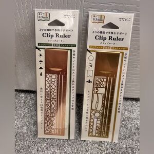 Set of 2 “Midori” Gold and Copper Clip Ruler Stencil Bookmark set. NWT durable